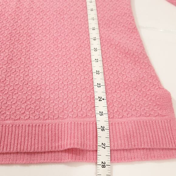 Talbots Pointelle Knit Sweater Sz Medium Pink Tunic Lightweight Soft Wool Blend - Picture 10 of 10